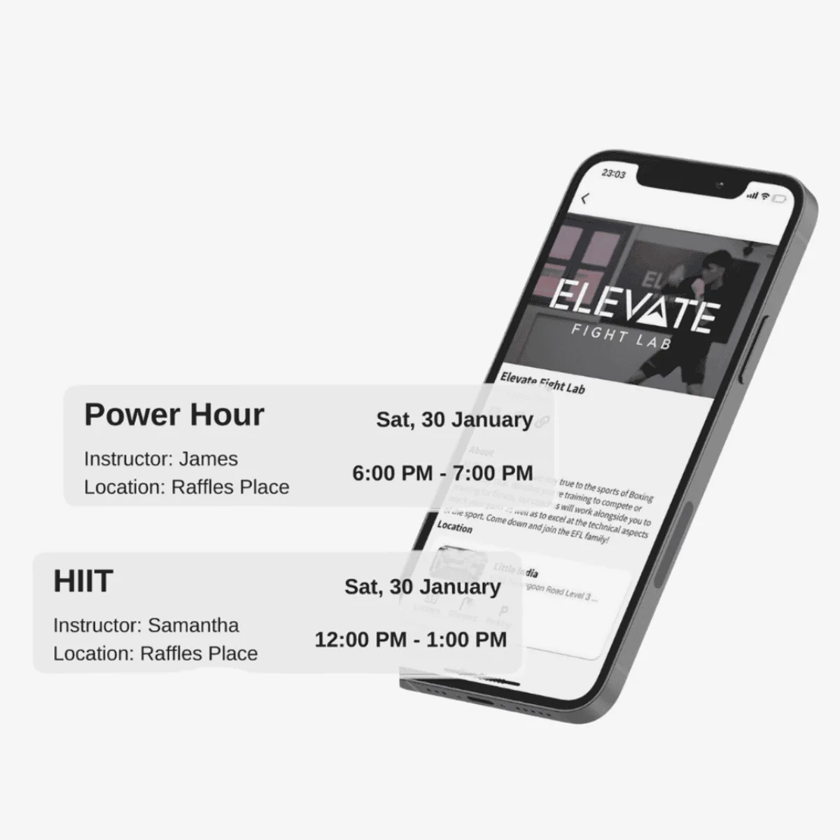 Custom branded mobile app for fitness studios